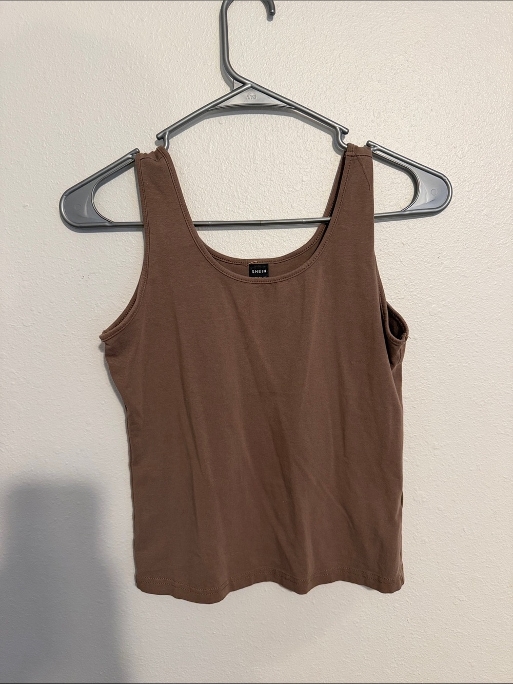 SHEIN Brown Ribbed Scoop Neck Tank